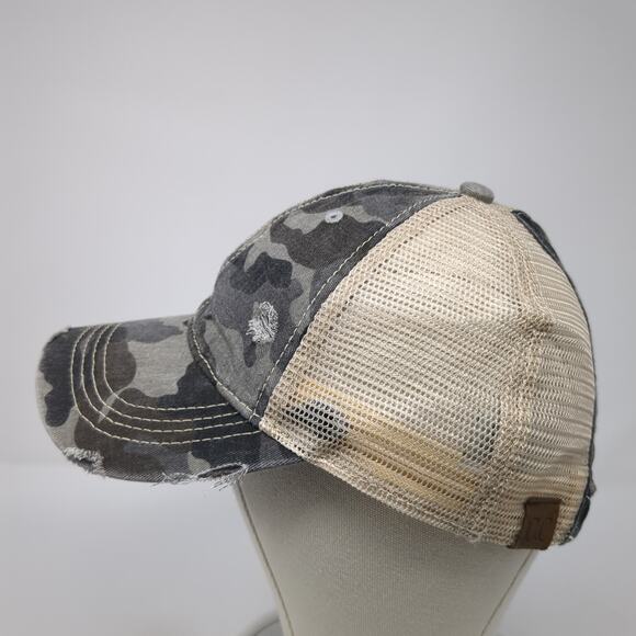C.C Exclusives Strapback Trucker Hat Multi One Size Mesh Back Camo Ponytail - Picture 3 of 9